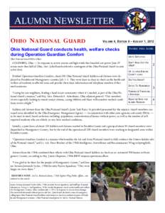 O HIO N ATIONAL G UARD  V OLUME 4, E DITION 8 – A UGUST 1, 2012 Ohio National Guard conducts health, welfare checks during Operation Guardian Comfort