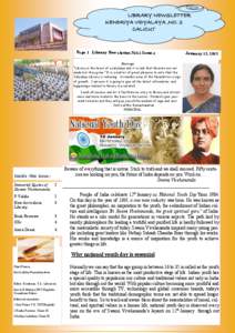 LIBRARY NEWSLETTER KENDRIYA VIDYALAYA ,NO. 2 CALICUT Page 1 Library News letter,Vol.1 Issue.1