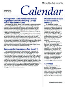 Metropolitan State University  March 8, 2013 Vol. 40 No. 32  Calendar