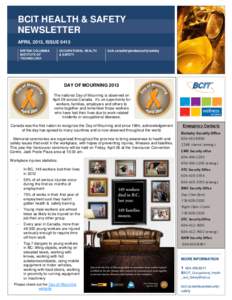 BCIT HEALTH & SAFETY NEWSLETTER APRIL 2013, ISSUE 0413 BRITISH COLUMBIA INSTITUTE OF TECHNOLOGY