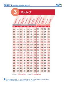 Route 3  (Monday–Saturday Service) Route 3