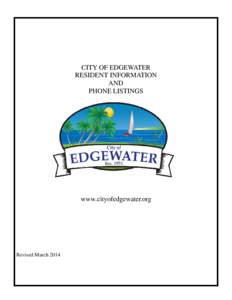 CITY OF EDGEWATER RESIDENT INFORMATION AND PHONE LISTINGS  www.cityofedgewater.org