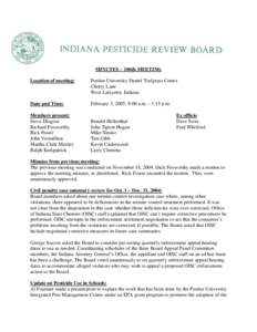 MINUTES – 106th MEETING Location of meeting: Purdue University Daniel Turfgrass Center Cherry Lane West Lafayette, Indiana