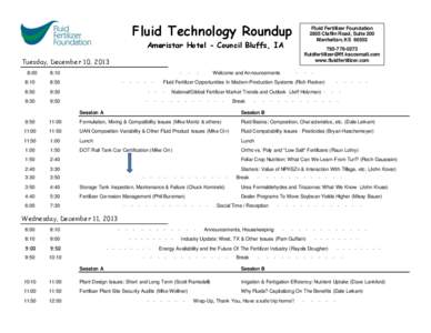Fluid Technology Roundup  Fluid Fertilizer Foundation 2805 Claflin Road, Suite 200 Manhattan, KS 66502