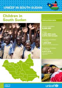 UNICEF IN SOUTH SUDAN  Children in South Sudan  POPULATION DATA