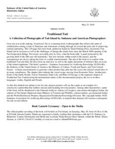 Embassy of the United States of America Khartoum, Sudan Public Affairs Section http://sudan.usembassy.gov  May 25, 2010