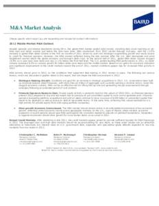 M&A Market Analysis (Please specify which report you are requesting and include full contact information[removed]Middle-Market M&A Outlook Despite sporadic and intense headwinds during 2011, the global M&A market posted so