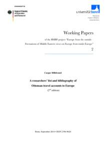 Rheinische Friedrich-WilhelmsUniversität Bonn Working Papers of the BMBF project “Europe from the outside – Formations of Middle Eastern views on Europe from inside Europe”