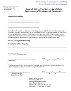 Department	
  of	
  Geology	
  and	
  Geophysics-­‐	
  Frederick	
  A.	
  Sutton	
  Building	
  	
   	
  	
  	
  	
  115	
  South	
  1460	
  East,	
  Room	
  383,	
  Salt	
  Lake	
  City,	
  Uta