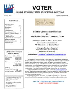 VOTER LEAGUE OF WOMEN VOTERS OF CUPERTINO-SUNNYVALE Volume 43 Number 3 October 2015