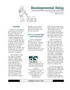 Health / Disability / Developmental psychology / Child development / Early childhood intervention / Individuals with Disabilities Education Act / NICHCY / Developmental disability / Pervasive developmental disorder / Special education / Education / Human development