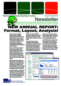 Planning Permit Activity Reporting in Victoria 	  Issue No 13, October 2012 Newsletter