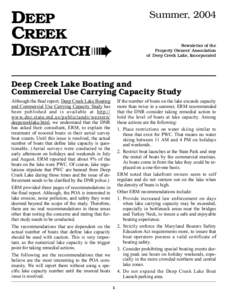 DEEP CREEK DISPATCH ➠ Summer, 2004