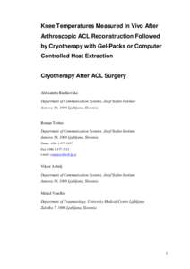 Title Page  1 Knee Temperatures Measured In Vivo After