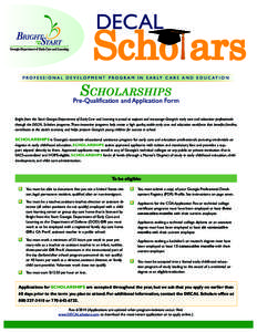 DECAL  Scho ars S cholarships Pre-Qualification and Application Form
