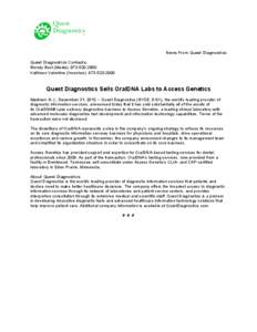 OralDNA Divestiture_press release_12-31-12FINAL