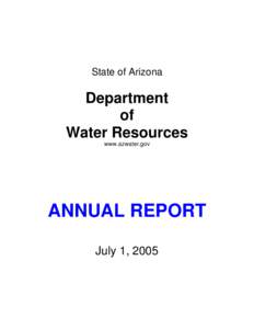 State of Arizona  Department of Water Resources www.azwater.gov