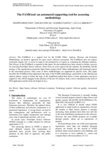 WSEAS TRANSACTIONS on INFORMATION SCIENCE and APPLICATIONS Filippo Eros Pani, Giulio Concas, Daniele Sanna, Luca Carrogu  The FAMEtool: an automated supporting tool for assessing