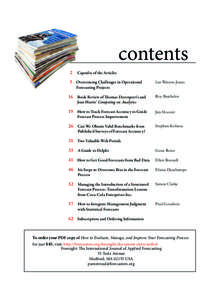 contents 2 Capsules of the Articles  5 Overcoming Challenges in Operational