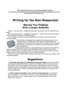 Microsoft Word - Writing for the Non-Researcher Brochure