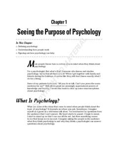 Chapter 1  AL Seeing the Purpose of Psychology In This Chapter