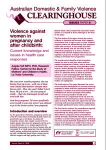 Australian Domestic & Family Violence  CLEARINGHOUSE ISSUES PAPER 6  Violence against