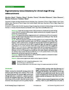 Featured Article  Segmentectomy versus lobectomy for clinical stage IA lung