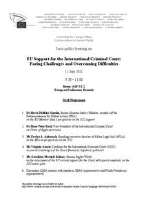 Committee for Foreign Affairs Subcommittee on Human Rights Joint public hearing on  EU Support for the International Criminal Court: