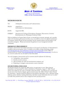 Hurricane Gustav / Payroll / Bobby Jindal / Emergency / Management / Public safety / Federal Emergency Management Agency / Louisiana