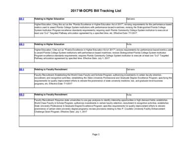 2017 M-DCPS Bill Tracking List SB 2 Relating to Higher Education  Galvano