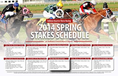 Indiana Quarter Horse Racing[removed]SPRING STAKES SCHEDULE at Indiana Grand Race Course