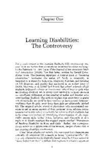 Chapter One Learning Disabilities:   The Controversy