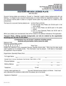 SP 17 Souvenir License Plate Application