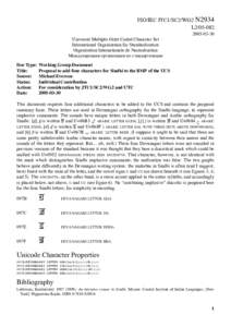 ISO/IEC JTC1/SC2/WG2 N2934 L2[removed]30 Universal Multiple-Octet Coded Character Set International Organization for Standardization Organisation Internationale de Normalisation