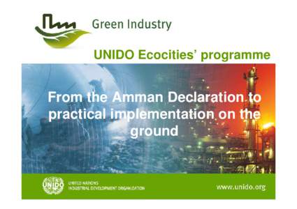 UNIDO Ecocities’ programme  From the Amman Declaration to practical implementation on the ground