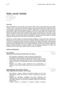 Curriculum Vitae - Niels Jacob Harbitz  Niels Jacob Harbitz Senior Advisor M +[removed]E [removed]