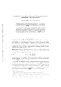 THE FIRST L2 -BETTI NUMBER AND APPROXIMATION IN ARBITRARY CHARACTERISTIC arXiv:1206.0474v3 [math.GR] 24 Feb 2014  ¨