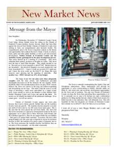 New Market News TOWN OF NEW MARKET, MARYLAND JANUARY/FEBRUARY 2013