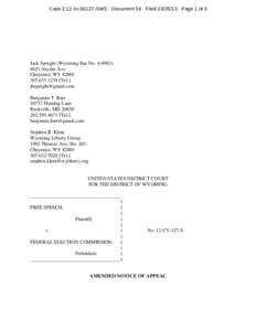 Wyoming / Filing / Cheyenne /  Wyoming / Casper /  Wyoming / United States District Court for the District of Wyoming