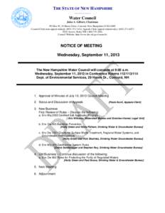 THE STATE OF NEW HAMPSHIRE ____________ Water Council John A. Gilbert, Chairman PO Box 95, 29 Hazen Drive, Concord, New Hampshire[removed]