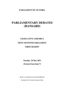 PARLIAMENT OF VICTORIA  PARLIAMENTARY DEBATES (HANSARD)  LEGISLATIVE ASSEMBLY