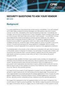 SECURITY QUESTIONS TO ASK YOUR VENDOR
