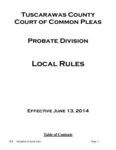 Tuscarawas County Court of Common Pleas Probate Division Local Rules