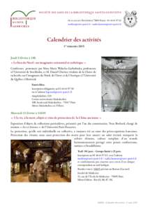 société des amis de la bibliothèque sainte-geneviève 10, place du PanthéonParis  /  Calendrier des activités 1er trimestre 2015