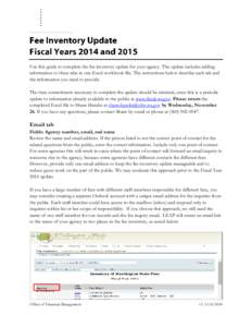 Fee Inventory Update Fiscal Years 2014 and 2015