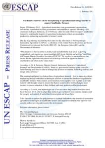 Press Release No. GFebruary 2013 UN ESCAP  – PRESS RELEASE