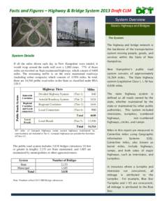 Facts and Figures – Highway & Bridge System 2013 Draft CLM System Overview State’s Highways and Bridges The System: The highway and bridge network is