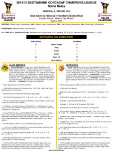 [removed]SCOTIABANK CONCACAF CHAMPIONS LEAGUE Game Notes SEMIFINALS, SECOND LEG Club America (Mexico) v Herediano (Costa Rica) Estadio Azteca – Mexico City, Mexico