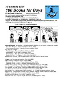 He Said/She Said:  100 Books for Boys by Michael Sullivan  [removed]
