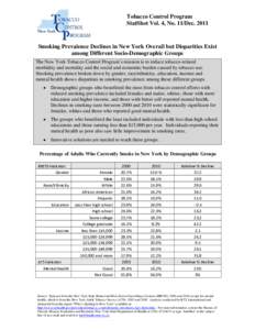 Tobacco Control Program StatShot No. 11/December[removed]Smoking Prevalence Declines in New York Overall but Disparities Exist